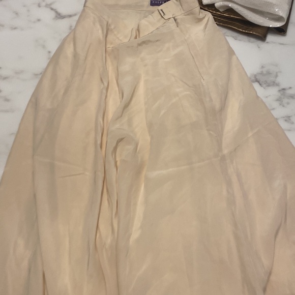 Ralph Lauren Collection Lined Silk Midi Skirt in Neutral, Size 24 - Picture 4 of 5